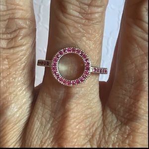 Sterling Silver Circle Ruby Ring Size 6